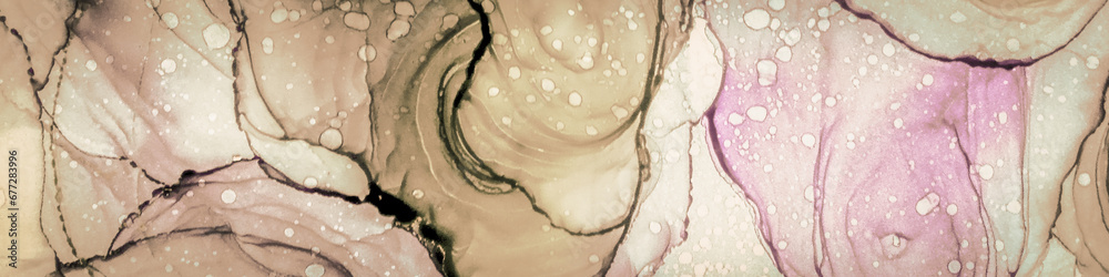 Obraz premium Marbling Water. Pale Alcohol Ink Background. Craft Marble Texture Design. Delicate Smoke. Brown Ink Oil Paper. Artistic Strokes. Water Color Spread.
