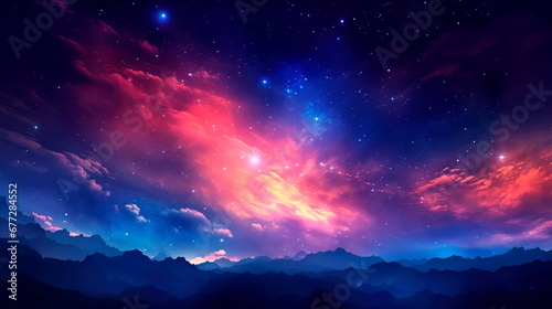 gradient backdrop reminiscent of a cosmic twilight  where the dark expanse of space gradually blends into the radiant colors of distant stars.