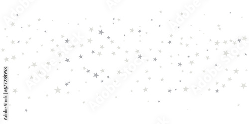 Silver stars vector background  sparkling Christmas confetti falling isolated on white. magic shining flying stars glitter backdrop  sparkle border