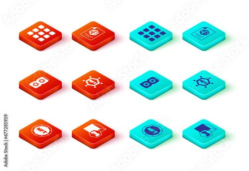 Set NFT Digital crypto art, Video graphic card, blockchain technology, contract and icon. Vector