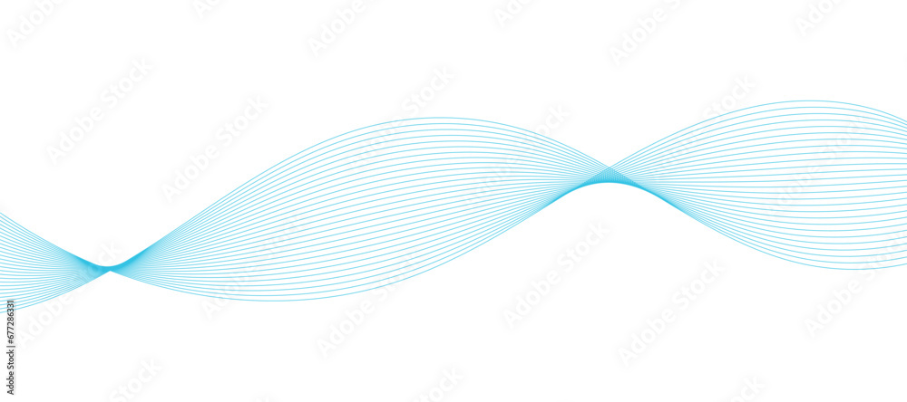 Fototapeta premium Abstract blue smooth wave on a white background. Design element. Vector illustration.