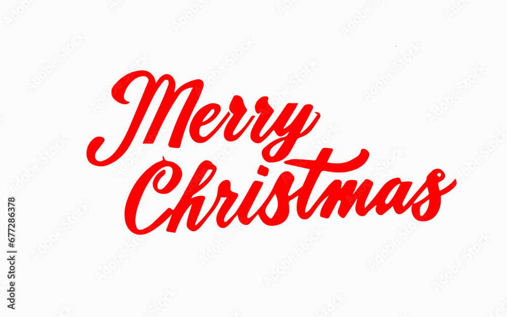 Merry Christmas red vectorized lettering. Handwritten modern calligraphy.