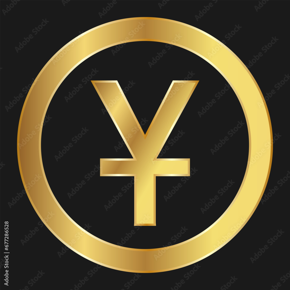 Gold icon of Chinese yuan yen symbol Concept of internet currency Gold icon of Chinese yuan yen symbol Concept of internet currency