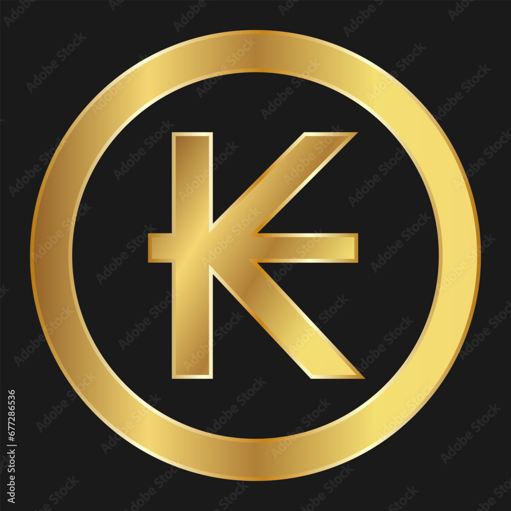 Obraz premium Gold icon of Kip Concept of internet web currency