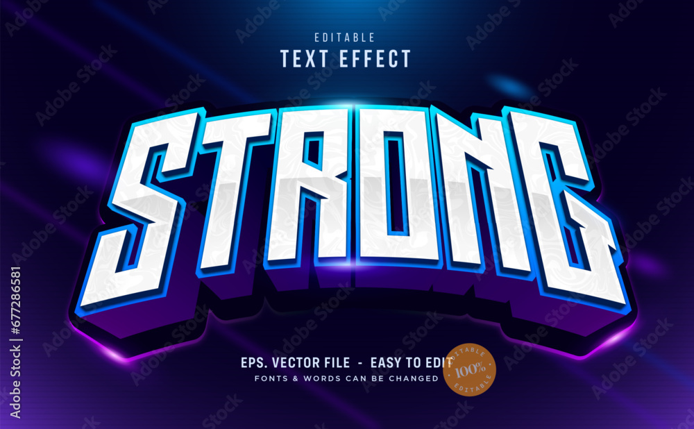 Strong futuristic esport game and stream text effect - obrazy, fototapety, plakaty 
