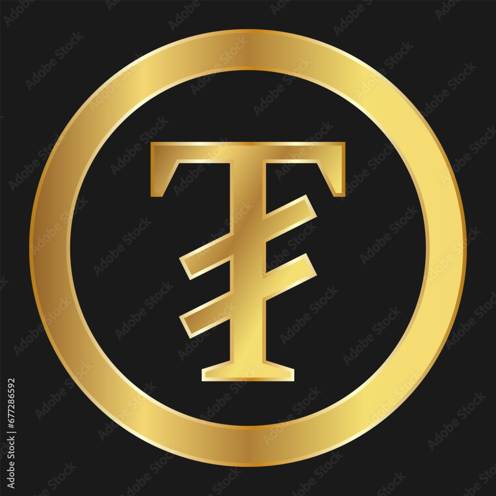 Gold icon of Togrog Concept of internet web currency Gold icon of Togrog Concept of internet web currency