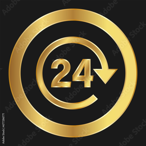 Shopping clock or stock time or sale hours simple gold icon for apps and websites