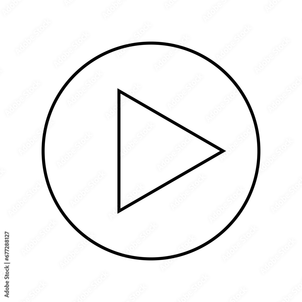 Play button icon outline. Music, video, movie. Vector simple design isolated on white background. Play button icon outline. Music, video, movie. Vector simple design isolated on white background.
