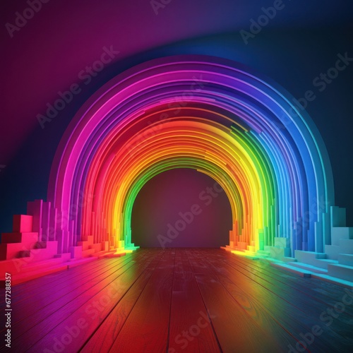 Rainbow colored Chromatic Tunnel of Light Generative AI