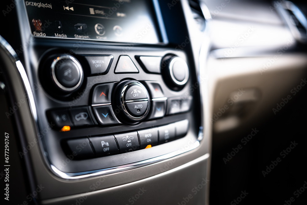 Close up of car radio.