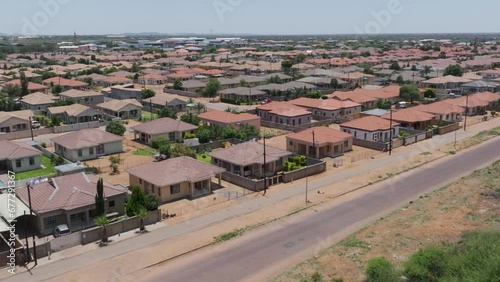 Aerial view, Phakalane is a suburb in Botswana situated a few kilometers from the capital city Gaborone, is a commercial and residential area, 