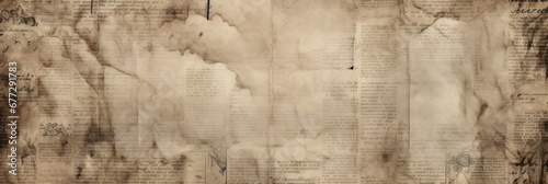 grungy photo of a stained old newspaper Generative AI photo