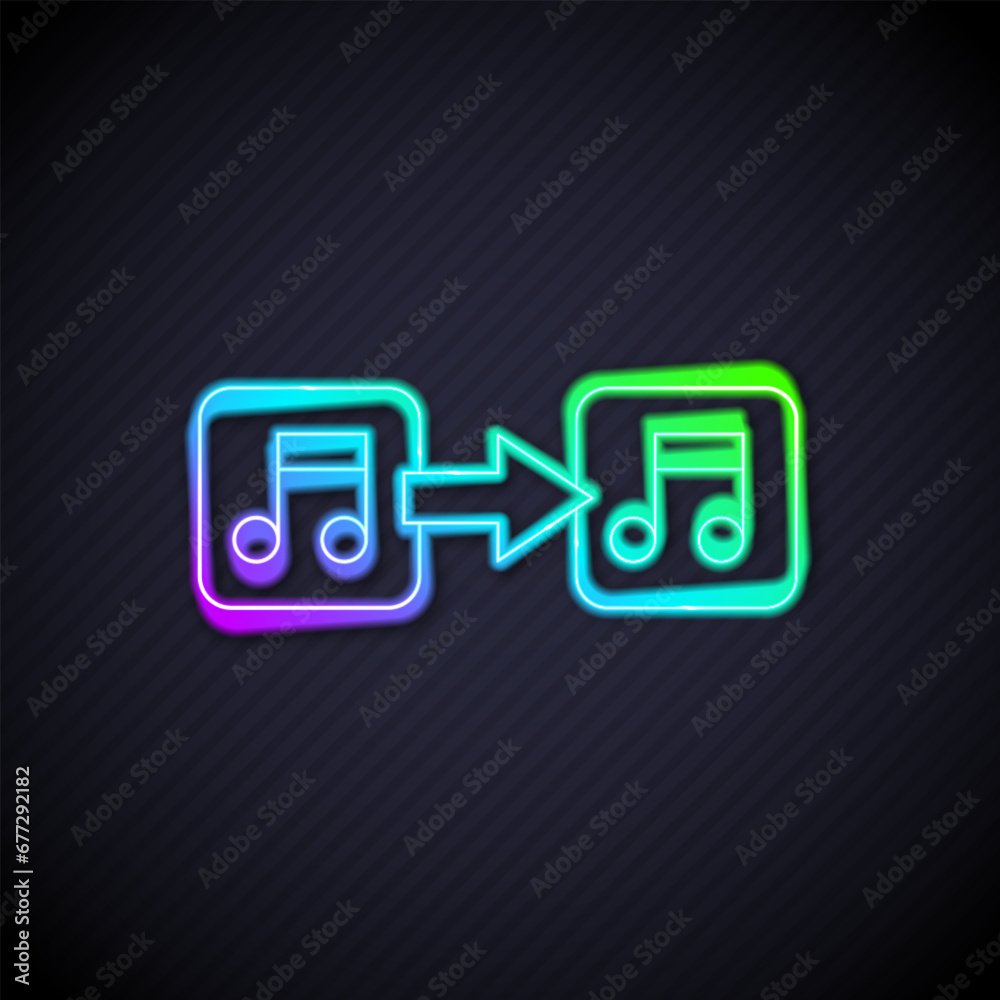 Glowing neon line Music note, tone icon isolated on black background. Vector Glowing neon line Music note, tone icon isolated on black background. Vector