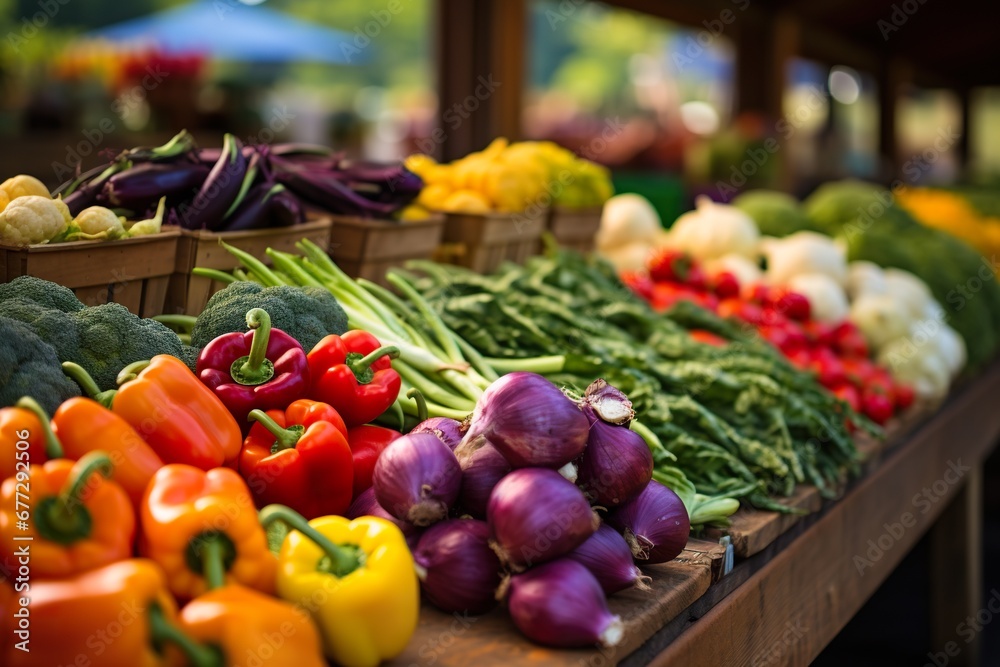 Colorful veggies at vibrant market