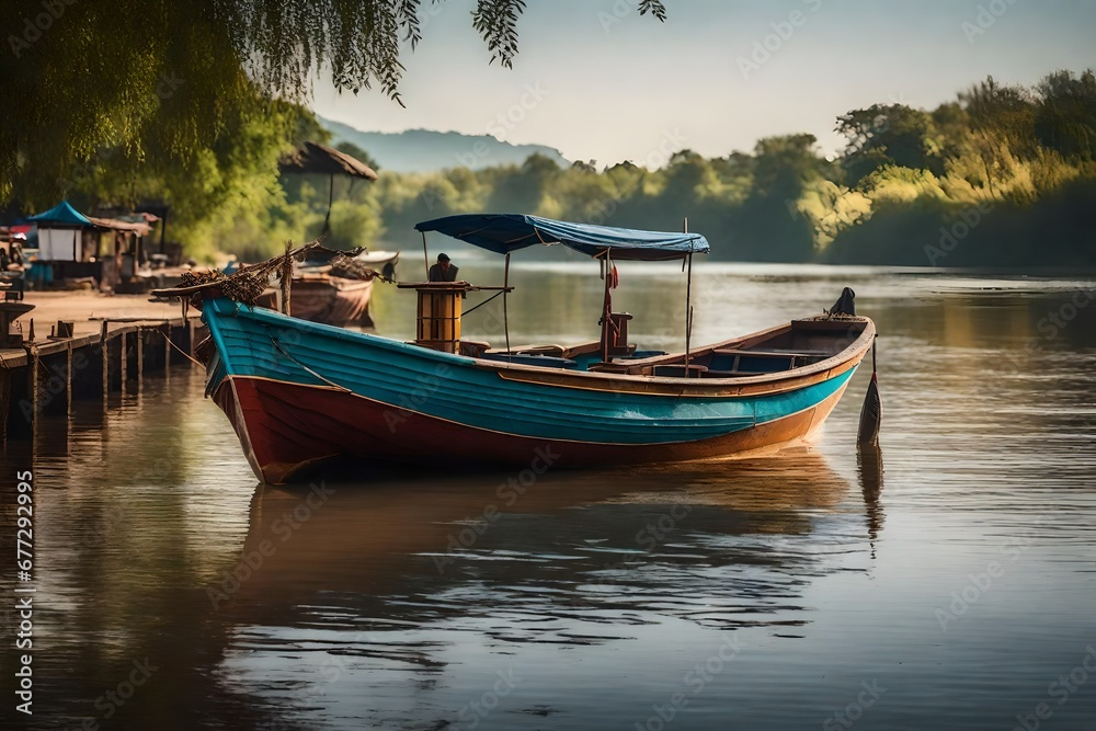fisherman's boat on the river