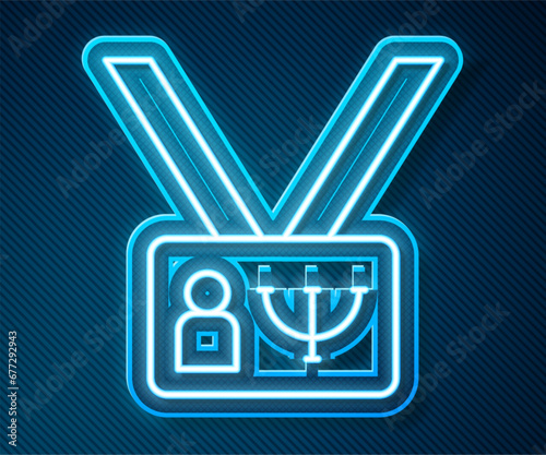 Glowing neon line Psychology icon isolated on blue background. Psi symbol. Mental health concept, psychoanalysis analysis and psychotherapy. Vector