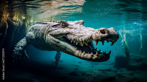 Crocodile sous l'eau © Concept Photo Studio