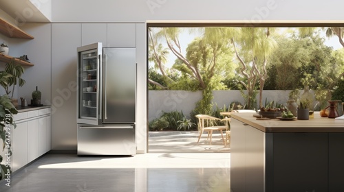 Sleek Stainless Steel Refrigerator in Modern Kitchen