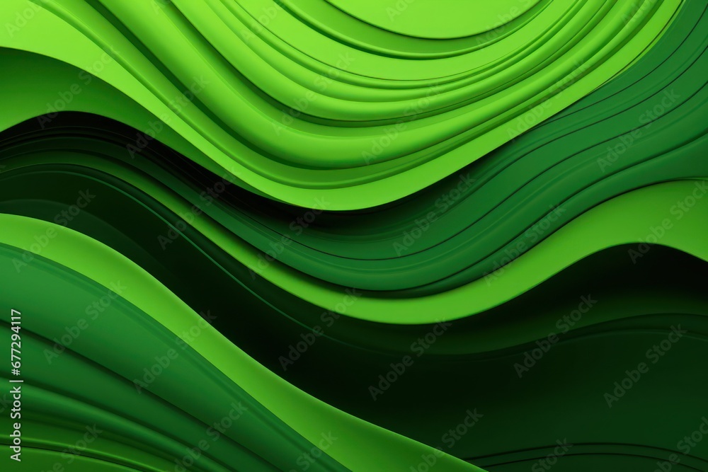 Obraz premium Vibrant Green Canvas With Playful Dynamic and Mesmerizing Wavy Lines Generative AI