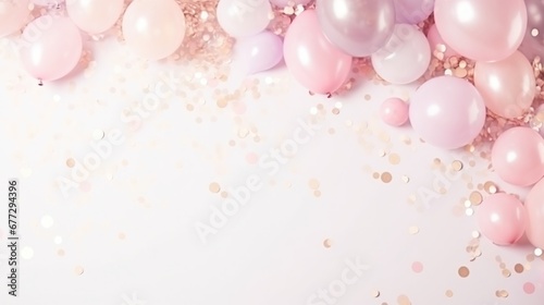 Birthday background with balloons large copyspace area