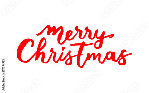 Merry Christmas handwritten, calligraphic red text on white background