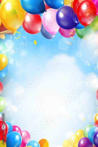 Birthday background with balloons large copyspace area
