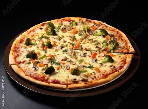 pizza and vegetables on plate