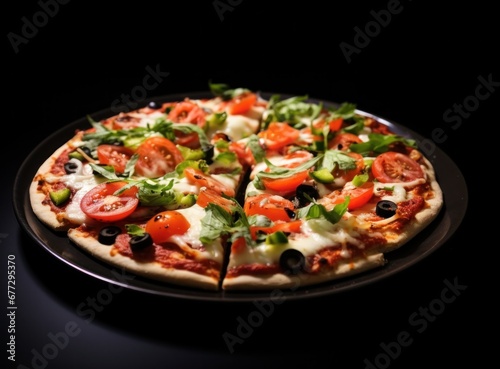 pizza and vegetables on plate