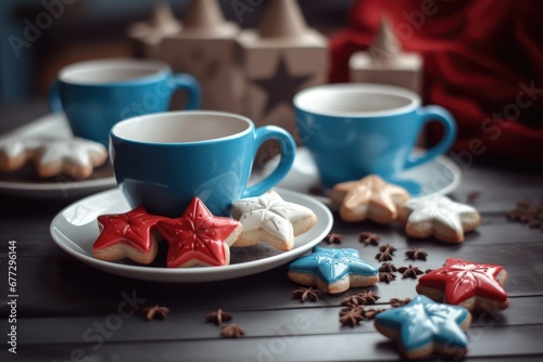 Coffee and star shaped cookies
