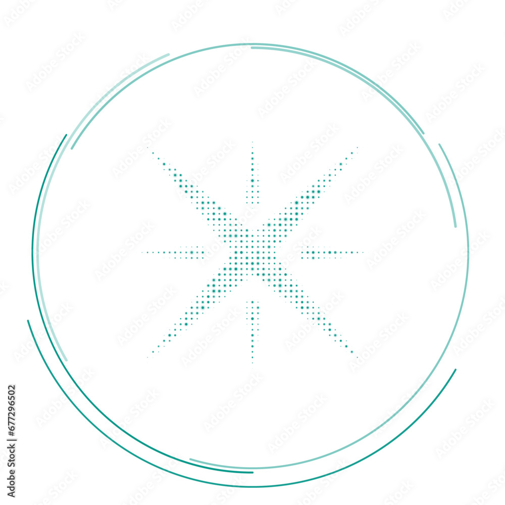The star symbol filled with teal dots. Pointillism style. Vector illustration on white background The star symbol filled with teal dots. Pointillism style. Vector illustration on white background