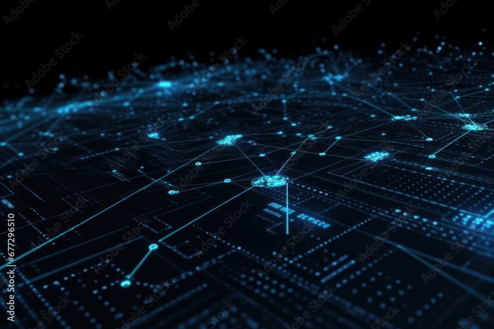 Abstract Blue Background with Vibrant Lines and Dots Generative AI Abstract Blue Background with Vibrant Lines and Dots Generative AI