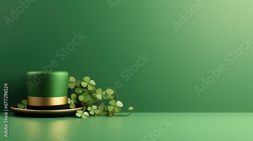St Patrick background with leprechaun hat and shamrocks