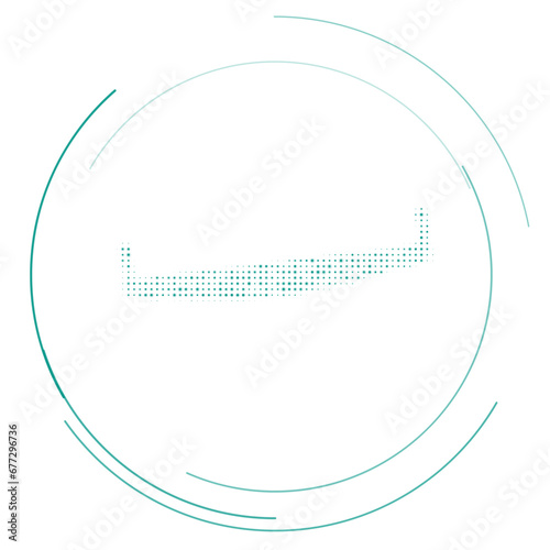 The two-handed saw symbol filled with teal dots. Pointillism style. Vector illustration on white background