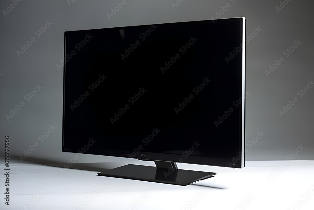 Modern LCD monitor with black screen on a white background. 3d rendering
