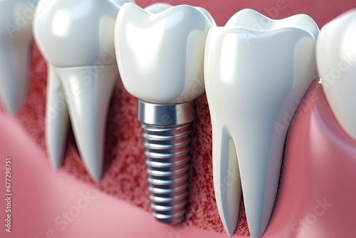 Dental implant. Artificial teeth, stomatology and prosthetics concept. Generative Ai