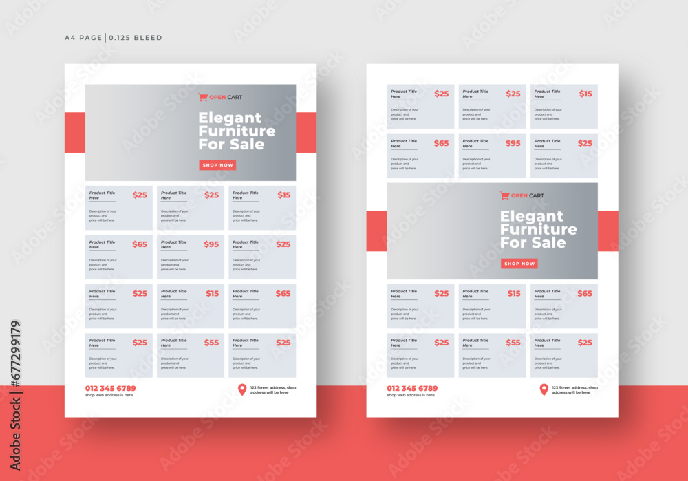 Home living furniture product sale catalog flyer template design - obrazy, fototapety, plakaty 