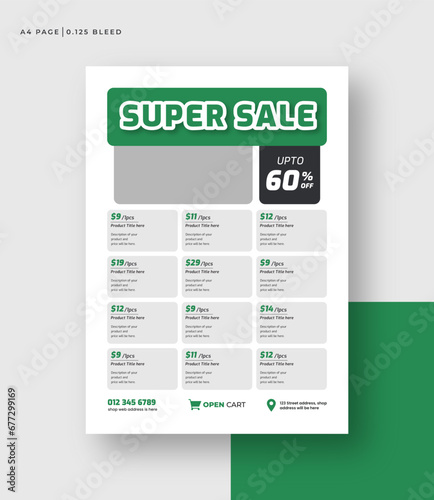 Supermarket product sale catalog flyer template, grocery flyer design