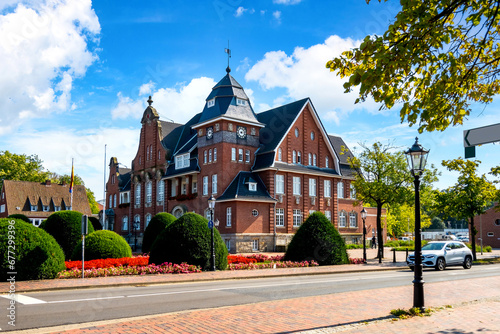 View to the town hall of Papenburg on a sunny day, Germany