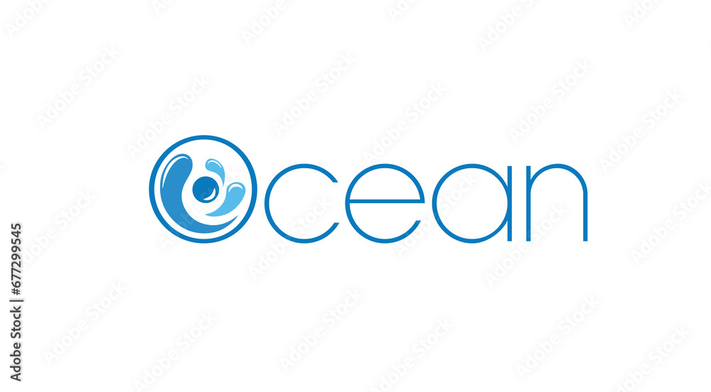 Fototapeta premium inscription ocean on white background