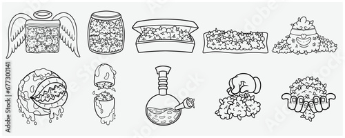 Set of Weedbud With Line Only. Weed Design For Logo, Label, Shop, Store and Packaging Product.