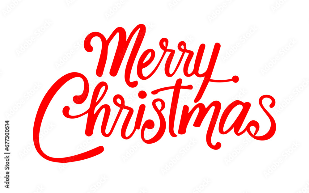Merry Christmas red vectorized lettering. Handwritten modern calligraphy.