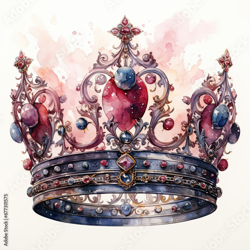 watercolor Crown clipart, Generative Ai