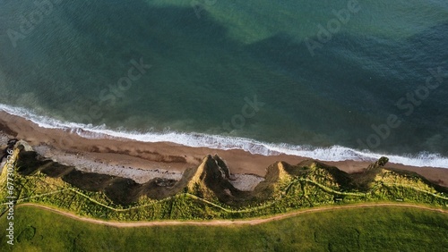Aerial view of the River Tyne coastline in South Shield, England photo