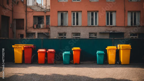 modern trash cans in the city