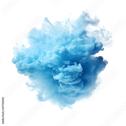 cloud of smoke of blue light color, abstract background, isolated on white background