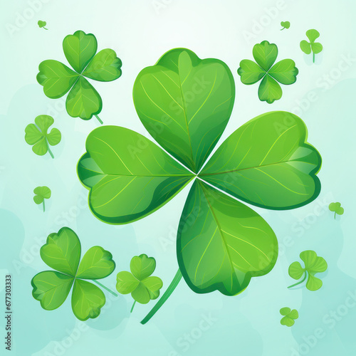 lucky four leaf clover in flat illustration style