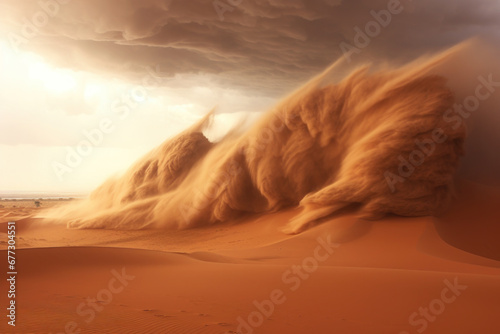 Sandstorm in the desert strong wind sand storm natural phenomena
