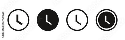 time and clock icons set in flat style, timer symbol watch later sign in filled, line, outline icon for ui apps and website 