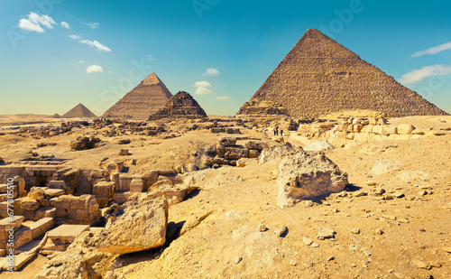 The Great Pyramids of Giza. Western Desert, Giza, Cairo, Egypt photo