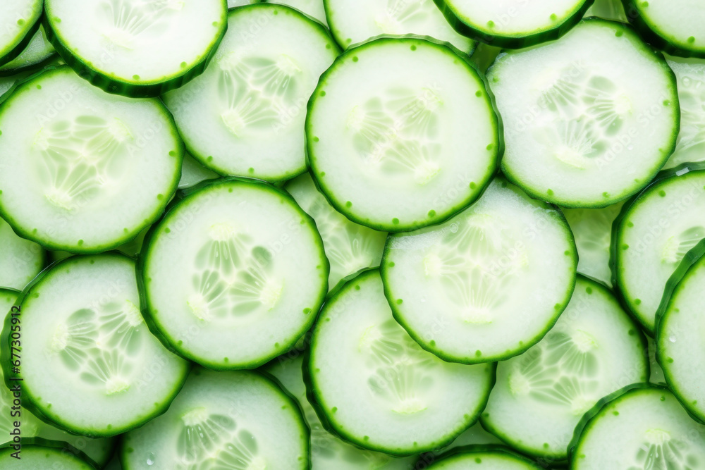 Cucumber slices top view background. Cucumber slices top view background.